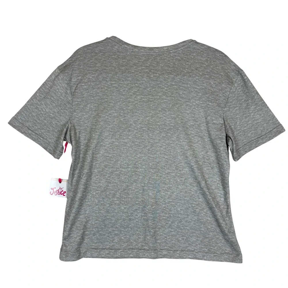 Justice Pajama Top Girls 14 Heather Gray Aloha Hawaii Graphic Sleep Shirt